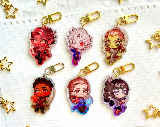 baldur's gate 3 companion charms (2.5" glitter epoxy)